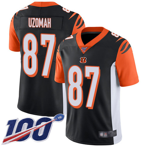 Cincinnati Bengals Limited Black Men C J Uzomah Home Jersey NFL Footballl 87 100th Season Vapor Untouchable